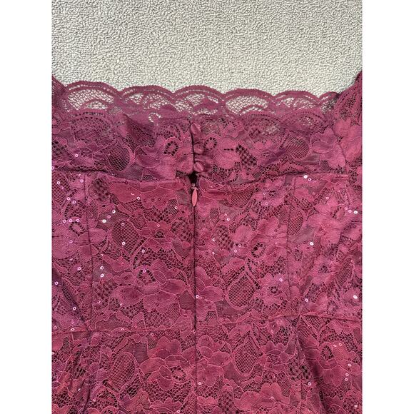 NWT Torrid Dress Size 18 Off the Shoulder Lace Sequin Cocktail Holiday Burgundy - Picture 4 of 11